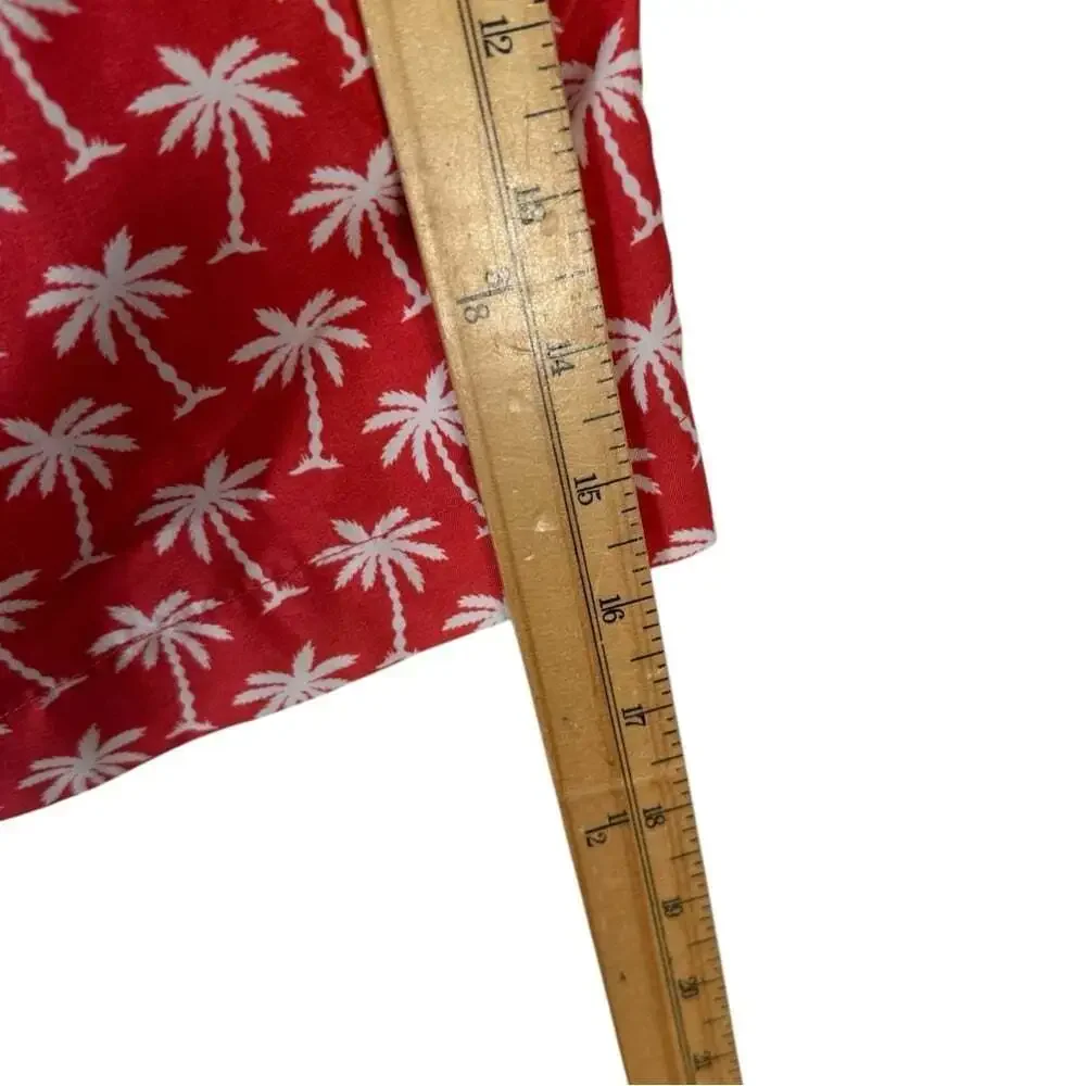 Trunks Red Palm Tree Print Swim Shorts Men’s Large Quick‑Dry Tropi‑Vacay Core